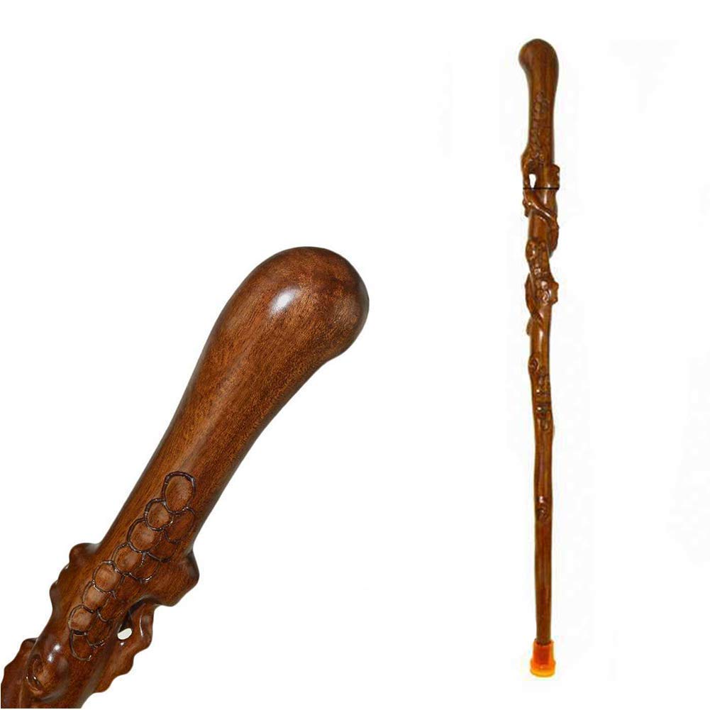 Bastone da Passeggio in Legno Massiccio, Bastone da Passeggio Antiscivolo Leggero Portatile per Escursionismo, Trekking, Campeggio, Viaggi, Arrampicata, 90 Cm,Stampelle Times