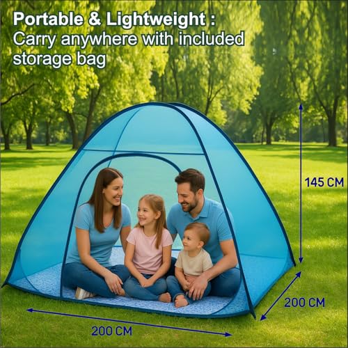Image of Healthgenie Foldable Mosquito Net for Double Bed, Pop-Up Insect Net with Frame, Portable & Breathable Mesh Canopy for Home & Travel Use (Multicolour- Assorted)