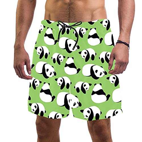 Short de bain pour homme séchage rapide doublure maille panda vert L