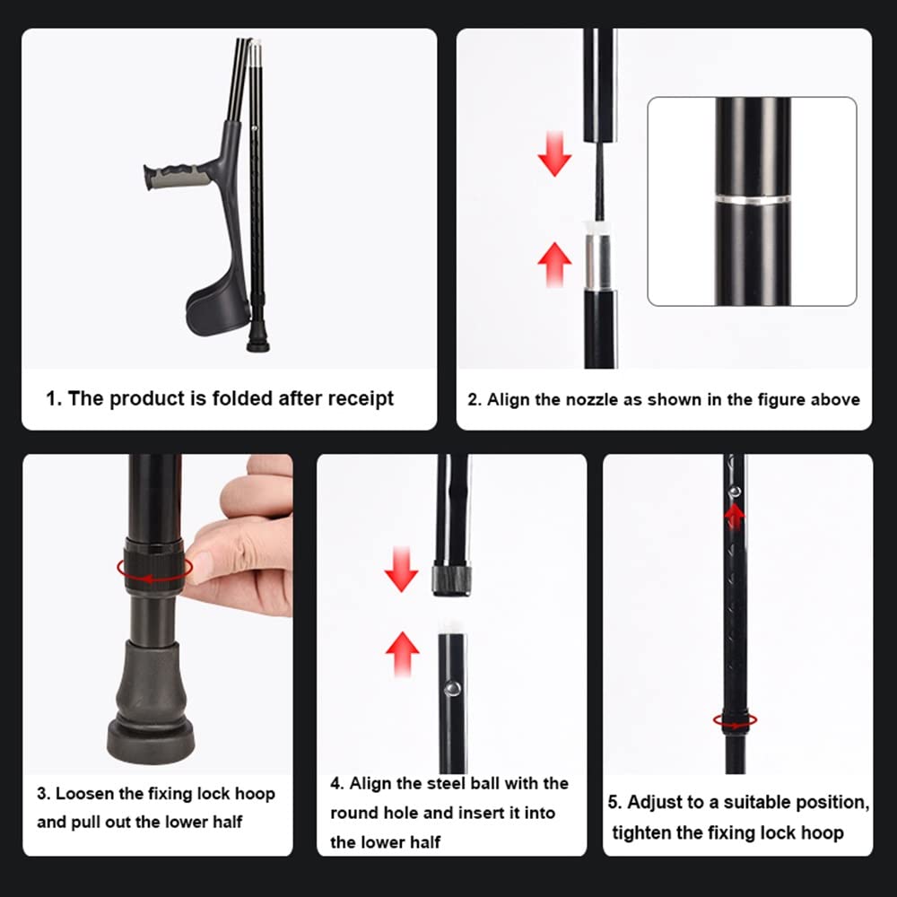 Kule dla dorosłych Ergonomiczny uchwyt, kule na przedramię, regulowane kule, składana kula, lekki aluminiowy przenośny lekki, niepełnosprawny i niepełnosprawny decorate