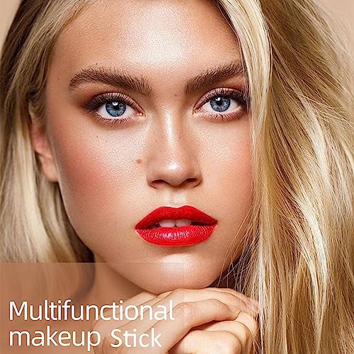 3 Stück Contour Highlighter Blush Sticks - Lang anhaltende wasserdichte Creme-Konturenstifte Rouge Gesicht Make up with Brush- Bronzer Contour & Shimmer Highlighter (Rosa 156 Set with Brush)