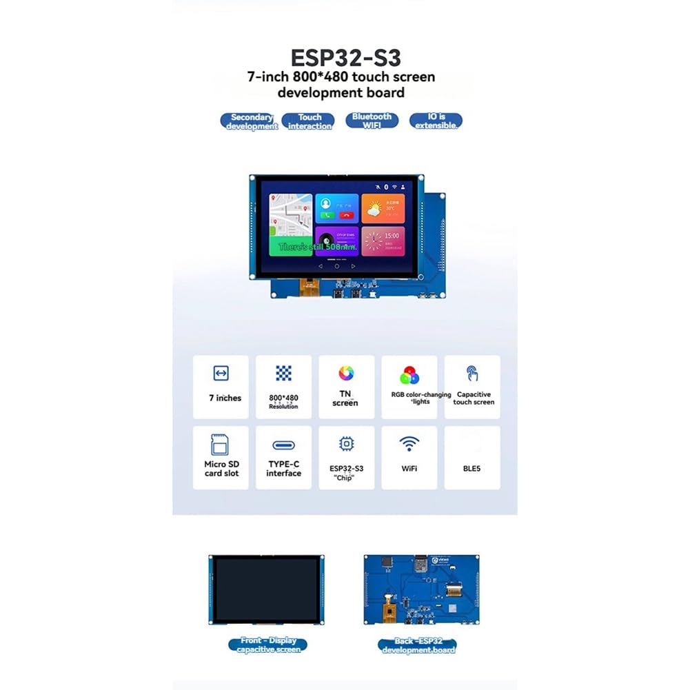 7- - Entwicklungsboard mit Touchscreen 800x480 LVGL WiFi&BLE HMI RGB LCD -Display Bildschirm