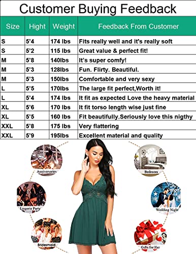 Image of Avidlove Women Chemise Night Gown Lace Modal Sleepwear V-Neck Full Slip Babydoll Lingerie Sexy Nightgowns