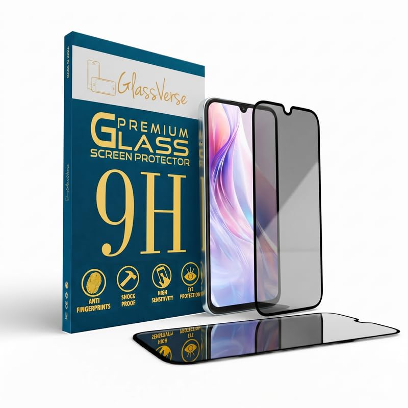 Image of GlassVerse Privacy Tempered Glass for Redmi 13C 5G | Anti Spy Screen Protector, 9H Hardness, Edge to Edge, Case Friendly, Hassle-less Installation Kit Included. (Pack of 2)