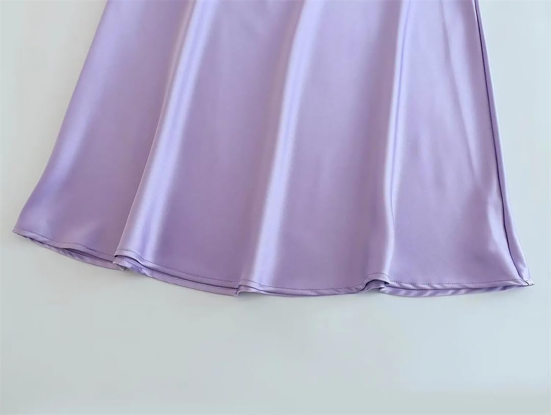 Fnfmrfmr Gonne lunghe da donna in raso tinta unita a vita alta comode non elasticizzate gonne casual