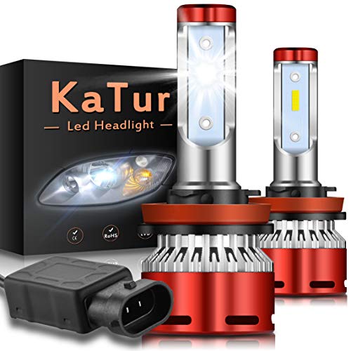 KATUR H8 H9 H11 H16(JP) Bombillas led Faros Chips CSP Mini Design Super Bright 12000LM Kit de conversión de Faros a Prueba de Agua 60W 6500K Xenón Blanco 2 años de garantía