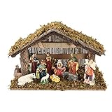 Farbe : Braun Um Mitternacht 5 cre295 Weihnachtskrippe mit 10 Krippenfiguren Porzellan braun