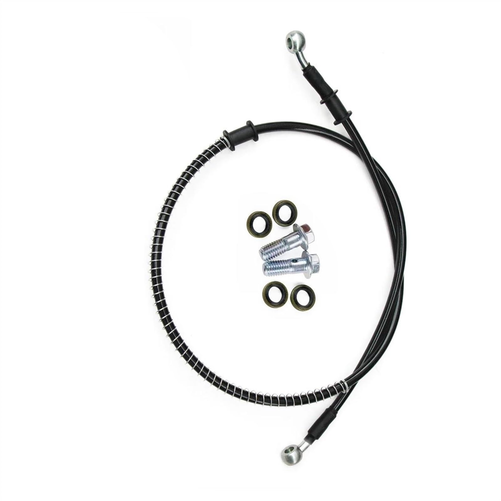 Ksxzw Black- Silver Motorbike Part Universal Motorcycle Brake Clutch Oil Hoses 1100Mm/110Cm M10 28 Degree 0
