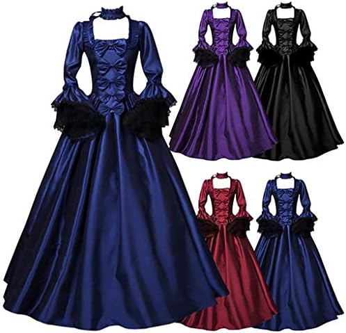 CAMDOM Victoriaanse jurken voor vrouwen, vintage hofmaskerade jurk, middeleeuwse gotische lolita-feest, swingende avondjurk, blauw CAMDOM Victoriaanse jurken voor vrouwen, vintage hofmaskerade jurk, middeleeuwse gotische lolita-feest, swingende avondjurk, blauw