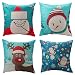 WEYON Christmas Throw Pillow Covers 18 x 18 Inches Santa/Reomdeer/Snowman/Merry Christmas Decorative Sofa Throw Pillow Case Covers Linen Cushion, Set of 4