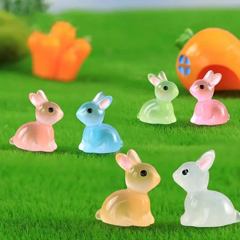 Chocozone Pack of 20 Cute Rabbit Miniatures Garden Decoration Gifts Home Decor Garden Decor (Luminous Rabbit) - Image 2 thumbnail