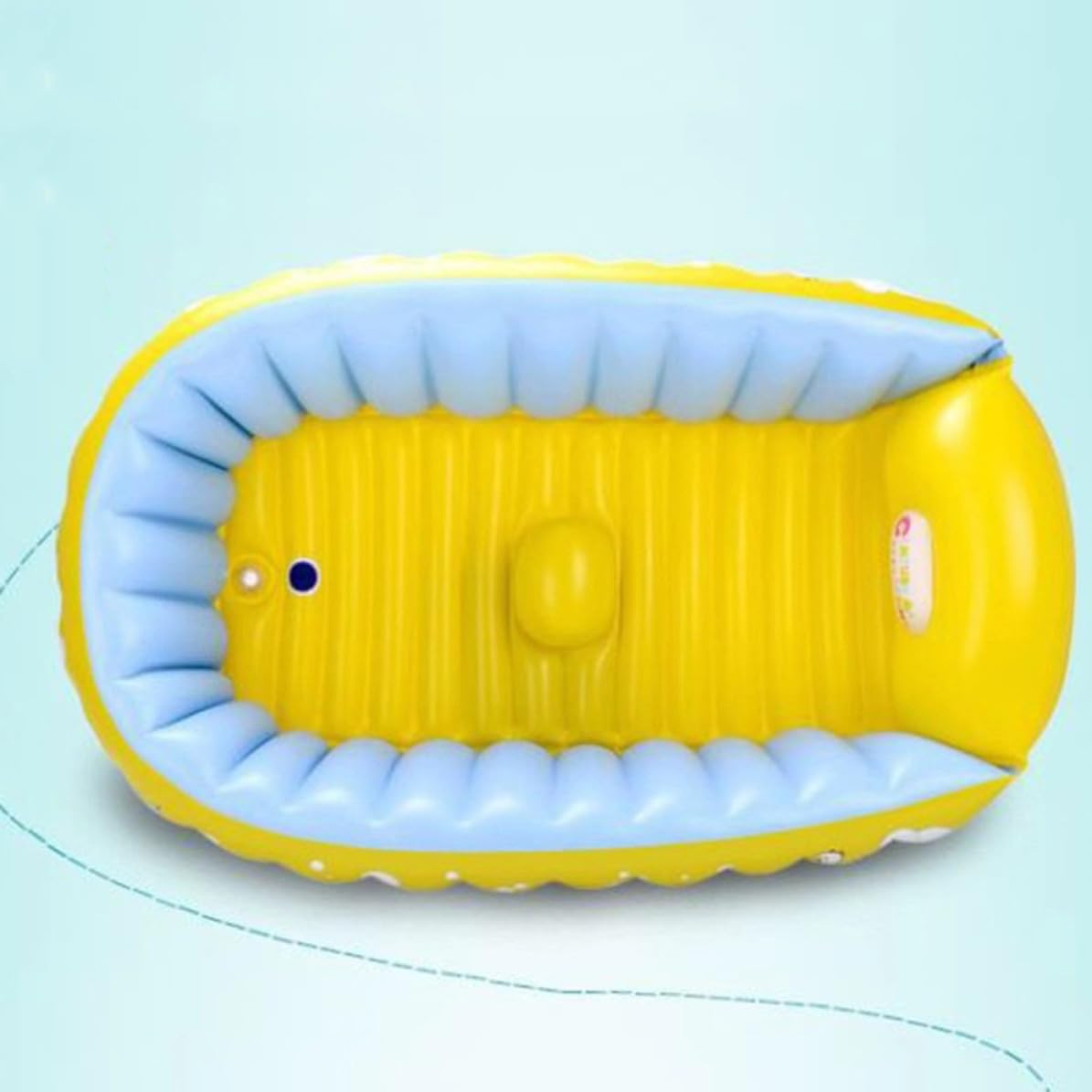 Vaschetta Bagno Gonfiabile per Bebè, Pvc Giallo | Design a Motivo Cartoon, Uso Interno e Gioco, Pratica e Facile da Riporre, Vasca Compatta