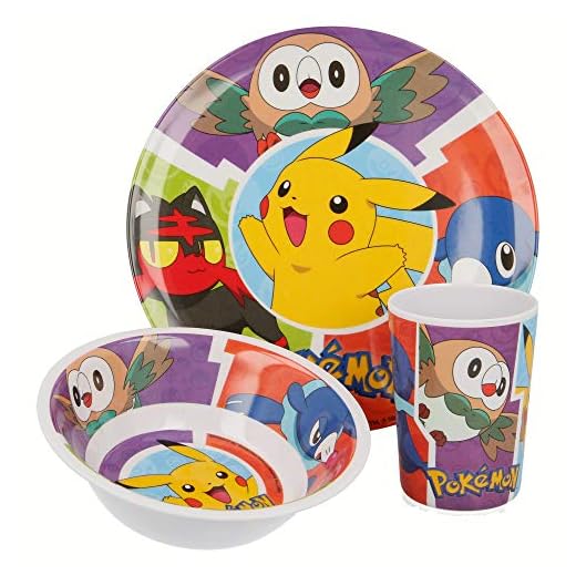 Pokemon- Set Melamina Sin Orla 3 Piezas (STOR ST-06890)