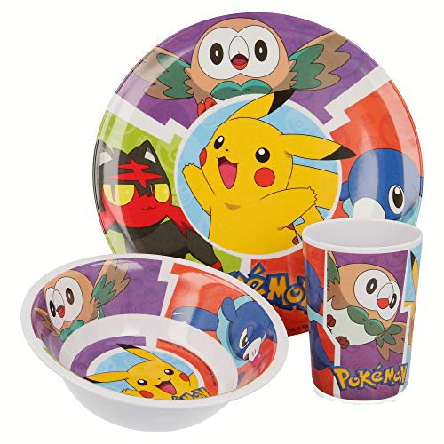 Set en mélamine 3 pièces. (Assiette, bol et gobelet) Pokemon