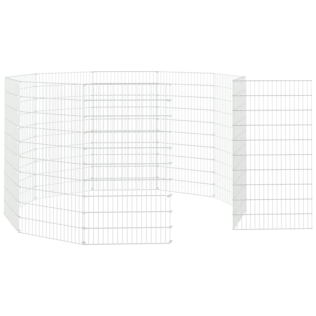 vidaXL Recinto Animales Corral 10 Paneles, Jaula para Conejos, Recinto para Animales Camperos, Corral Campero de Exterior, Hierro Galvanizado