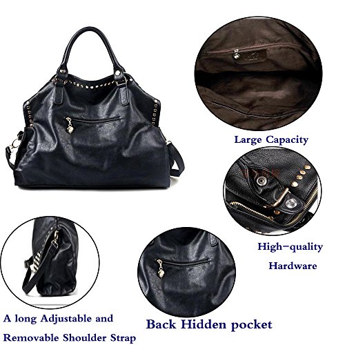 Bolso Satchel Mujer Negro con Remaches Dorados miniatura 4