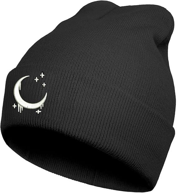 CJXPJZPLD Funny Black Knit Beanie Hat Winter Embroidered Warm Cap for Men Women