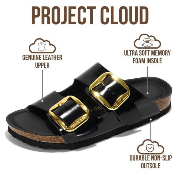 Image of Project Cloud 100% Genuine Leather Footbed Sandals for Women (Santorini)