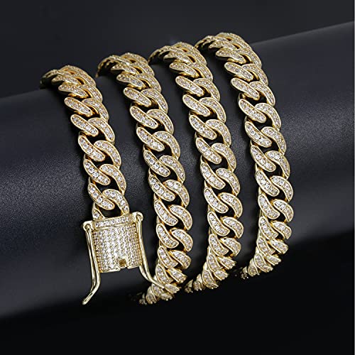 PY BLING 8mm Mens Iced Out Hip Hop Miami Cuban Link Chain Choker 14K/18K Gold White Gold plated CZ Necklace/Bracelet 8.5"-24" (14K,20) - Image 5
