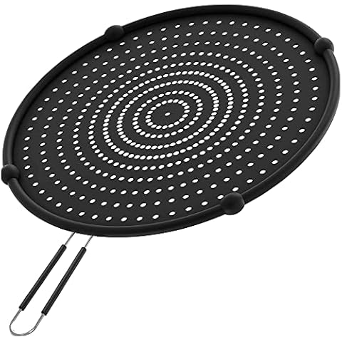 Beckon Ware | USA | 13 Inch Black Silicone Grease Splatter Guard for Frying Pan, Stove Guard, Oven Safe Fry Wall, Ultimate Bacon Splatter Screen for Frying Pan for Everyday Cooking and Baking Cover