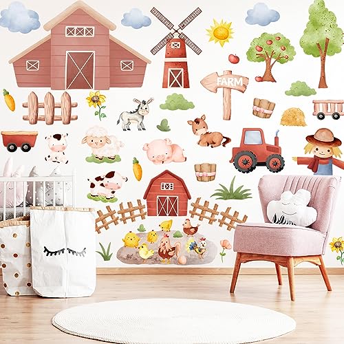 Whaline 8 hojas vinilos decorativos de animales de granja miniatura 4