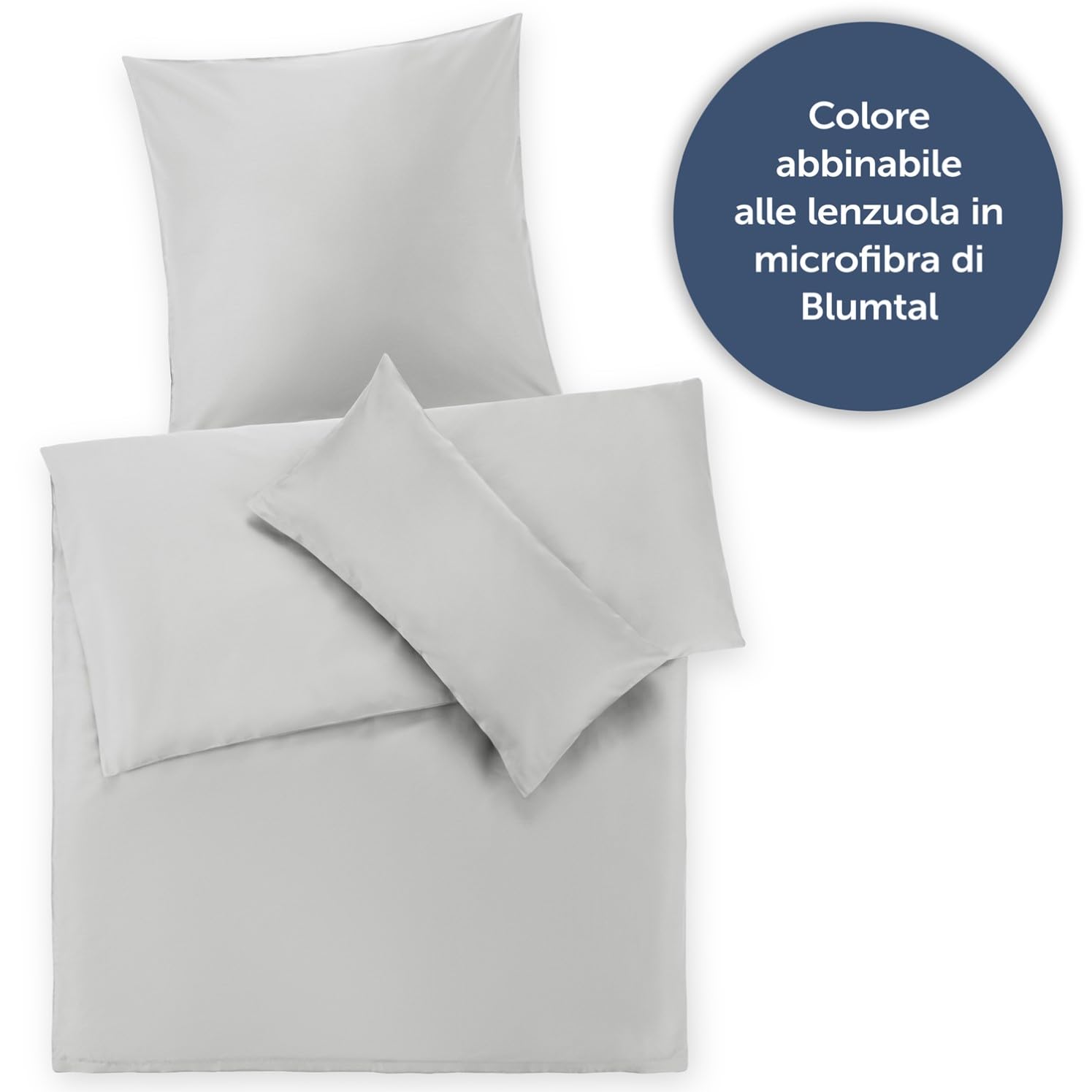 Blumtal Copripiumino 220 x 240 cm in microfibra con 2 federe 65 x 65 cm – Parure da letto 220 x 240 2 persone, Basic, certificato Oeko-Tex, ultra morbidi – grigio chiaro di luna