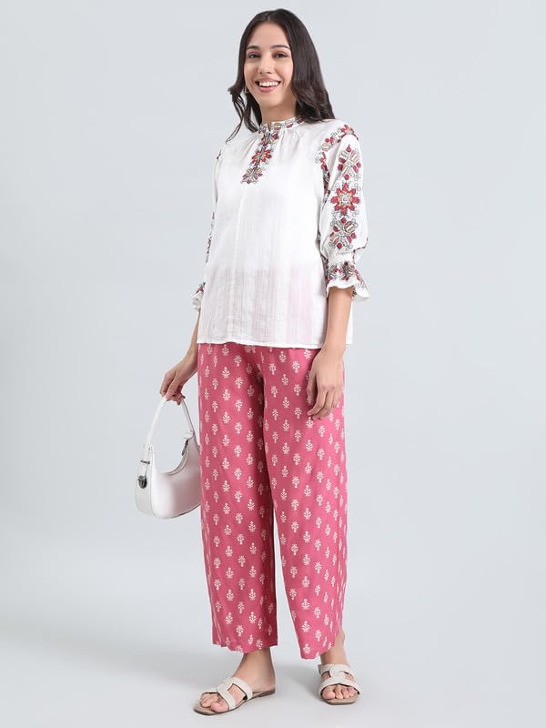 Image of GO COLORS Soft Viscose Printed Palazzo Full Length for Women| Breathable, Mid Rise