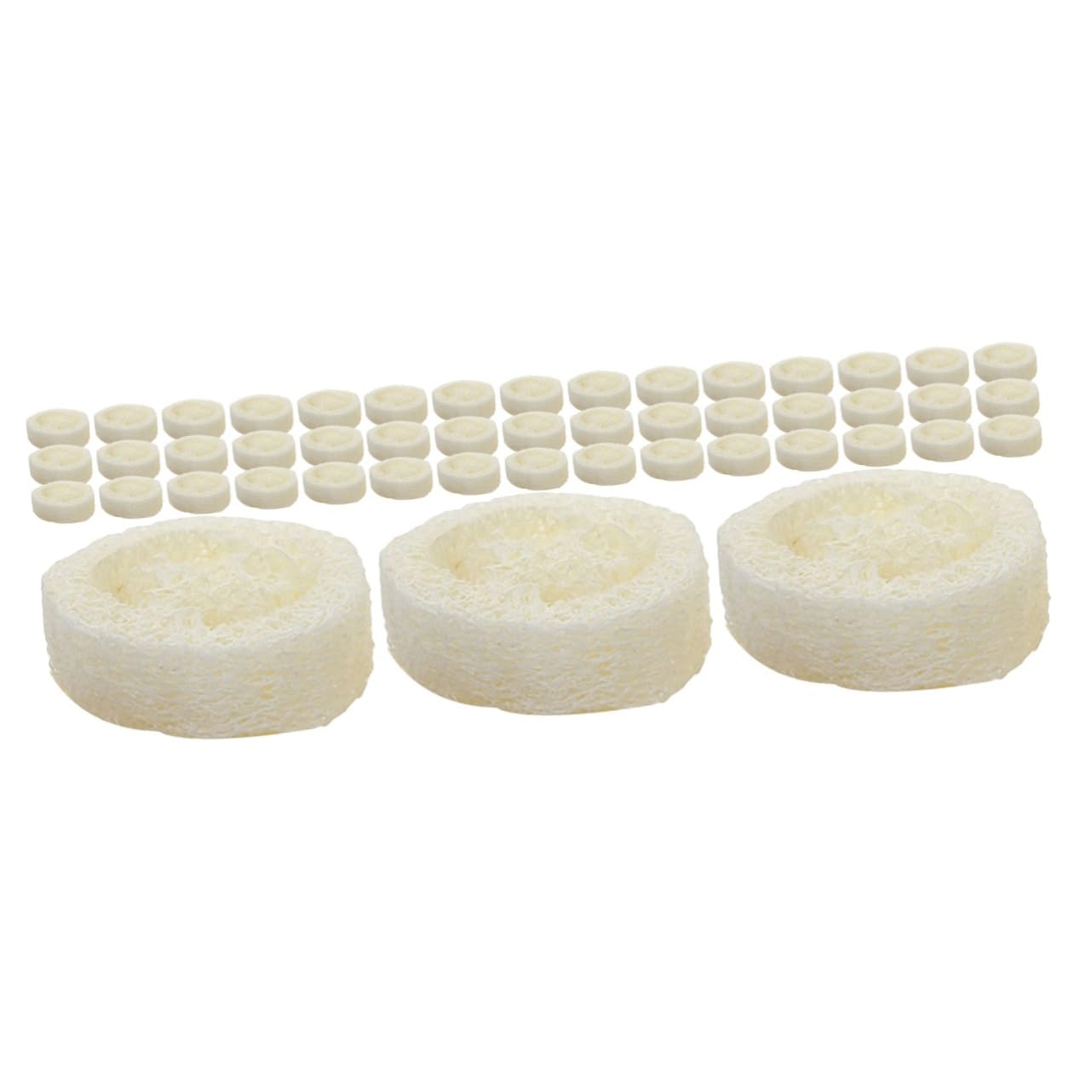 Beaupretty 60piezas Esponjas De Loofah Para Ducha Exfoliantes y Para Cuidado Del Cuerpo y Limpieza De Espalda Soporte Para Jabón Grosor