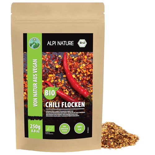 Alpi Nature - Alpi Nature Flocons de Piment BIO 250g, Piments Séchés Capsicum Annuum, Flocons de Piment Fort pour la Cuisine
