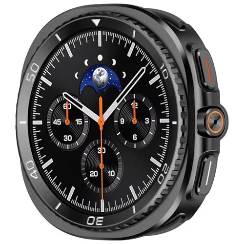 Amizee 3 in 1 Metal Case for Samsung Galaxy Watch 8 44mm Case with Screen Protector Rugged Bumper Scratch Resistant Protection Cover for Galaxy Watch 8 Numeric-Black/White