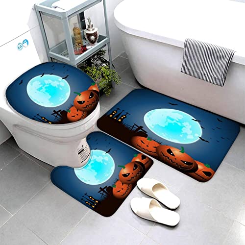 Badematten Set 3D 40x60 Halloween Entsetzen absorbierend 3-teiliges Badezimmerteppich-Set maschinenwaschbare weich… – Bild 5