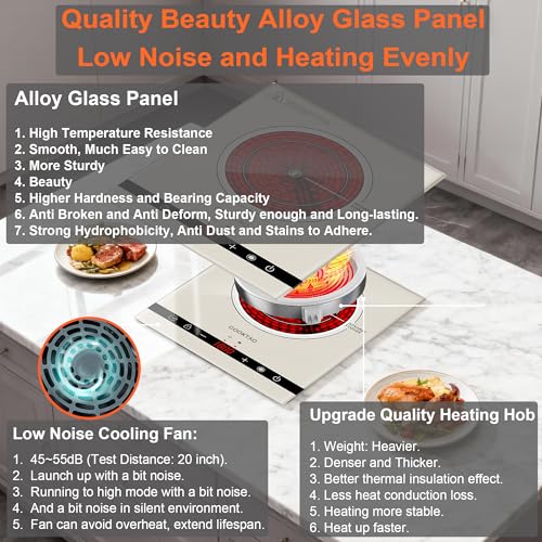 Dual Coils Design of Single Burner Electric Cooktop, 1800W Infrared Ceramic Hot Plate for Cooking, Portable Countertop or Built-in Radiant Stove Top Cooker, Compatible with All Cookware - Image 3