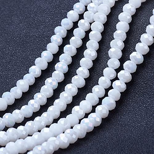 Perlin Czech Bohemian Crystal Pearls 4 mm x 3 mm Rondelle Beads, 120 White Opaque Pack, Klein - Image 2