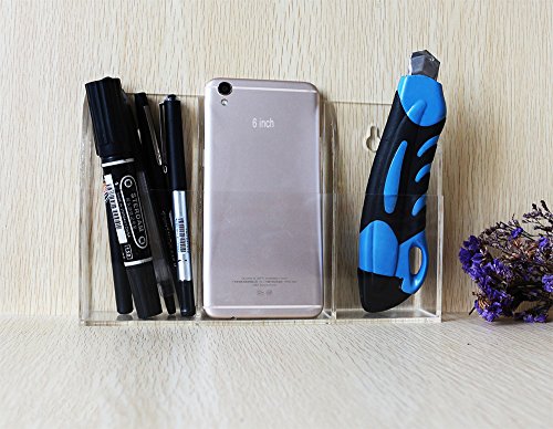 joyjorya 2nd Generation Clear Acrylic Remote Control Holder Wall Mount Media Organizer Storage Box Mobile Phone Holder (Three Compartment L)