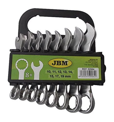 JBM 50564 Llaves combinadas cortas, plata, Set de 8 Piezas