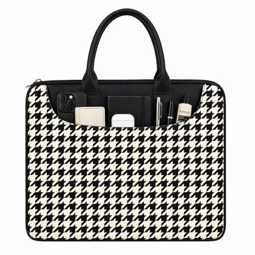 Image of Tabelito Designer Printed Laptop Sleeve for Women (13-15.6 Inch) | Jute & Vegan Leather Office Handbag | Lightweight Stylish Work Bag with Handle