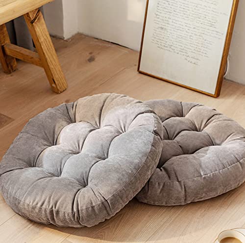 22X22 Inch Large Meditation Floor Pillow For Yoga, Round Floor Cushion Set Of 2 For Adults And Kids, Tufted Corduroy Seat Cushion For Living Room Tatami Balcony Grey #TOP12