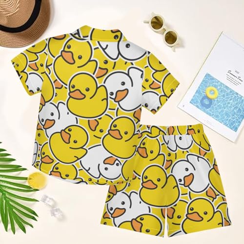 Image of visesunny Boy Floral Short Sleeve Button Down Shirt & Casual Shorts Set Summer Outfits 3-10 Years Clothes