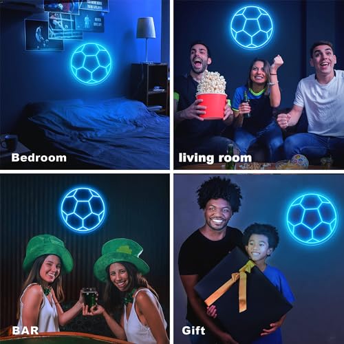 Image of Soccer Neon Sign, Dimmable LED Neon Signs for Wall Decor, Football LED Neon Light, Powered by USB Neon Sign, Sports Neon Signs for Room Bedroom Decor Kids Holiday Gifts