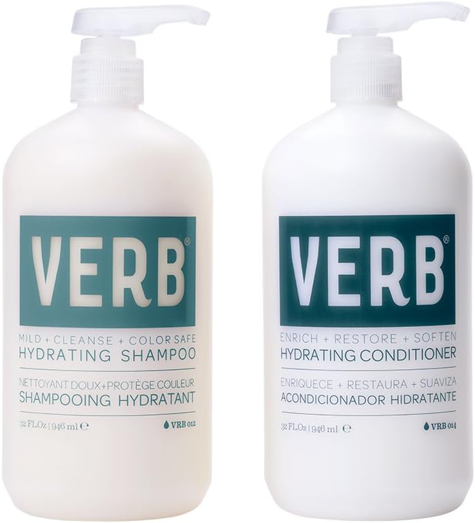 Verb Hydrate Shampoo & Conditioner Set- Mild + Color Safe + Cleanse 1L