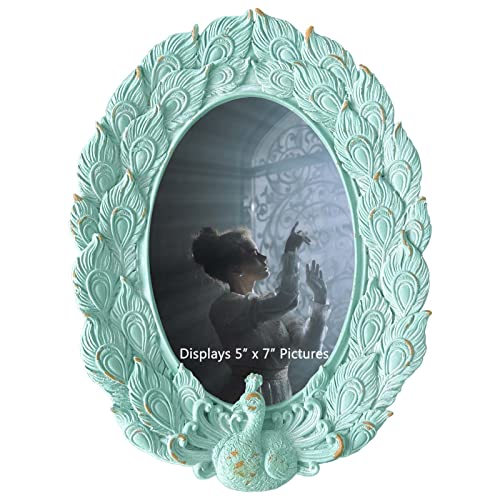 J.ehonace 5X7 Inch Oval Picture Frame Romantic Peacock Decoration Antique Green Photo Frame, Table Top And Wall Hanging, Gift Ideas For Home Decor, Wedding, Graduation, Or Milestone Photos #TOP3