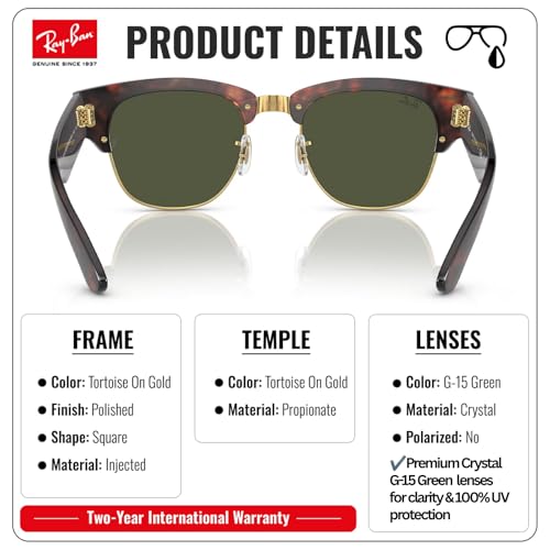Image of Ray-Ban RB0316S MEGA CLUBMASTER Square Shaped Sunglasses for Men & Women with Official RAYBAN Eyewear Kit