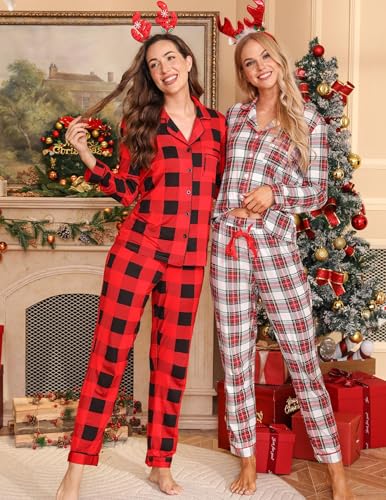 Image of Pjmlifecoco Pajamas Set Long Sleeve Womens Button Down Sleepwear Two Piece Nightwear Soft Pj Lounge Sets S-XXL