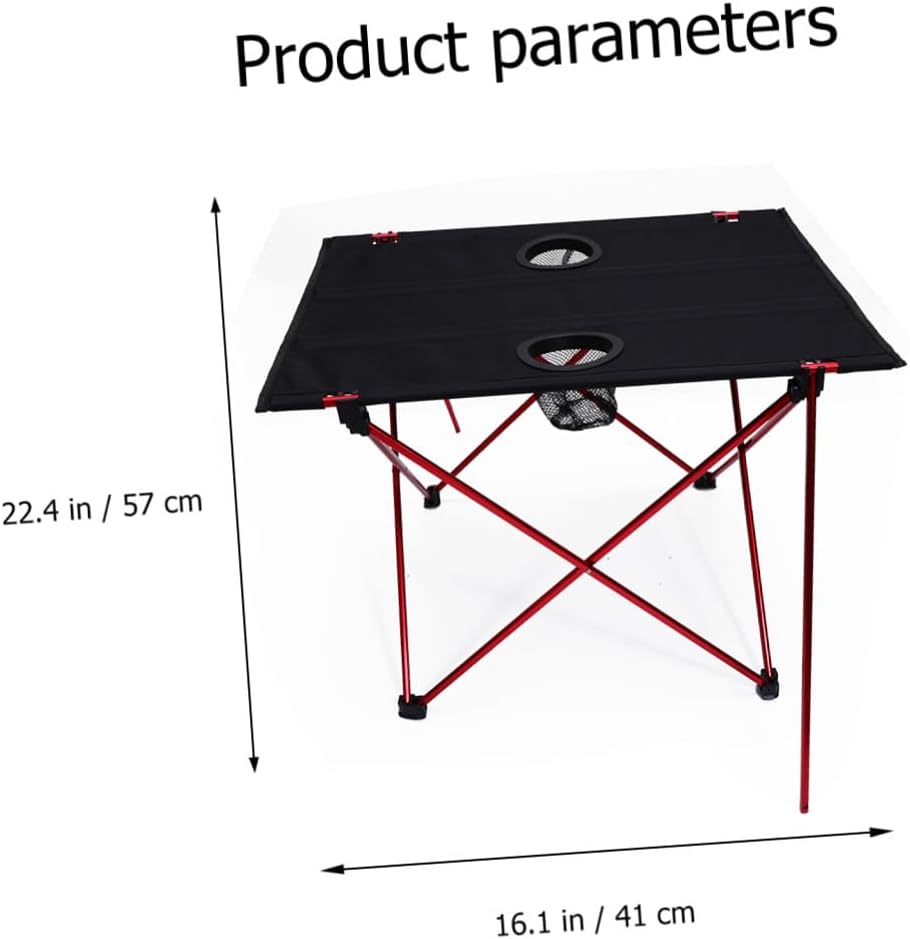 POPETPOP Aluminum Folding Camp Table Portable Lightweight Small Folding Camping Picnic Table Red with Carry Handle for Outdoor Beach and Hiking Use