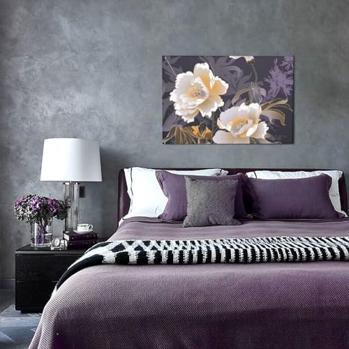Toile murale abstraite pivoine elegante tableau decoration interieure
