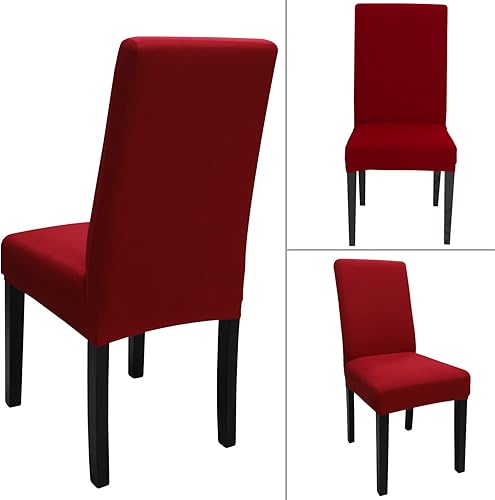 Miniatura 3 de Keyroal Juego de 8 fundas para sillas Parsons de comedor, elásticas, de color liso, extraíbles y lavables, fundas protectoras para sillas de cocina,