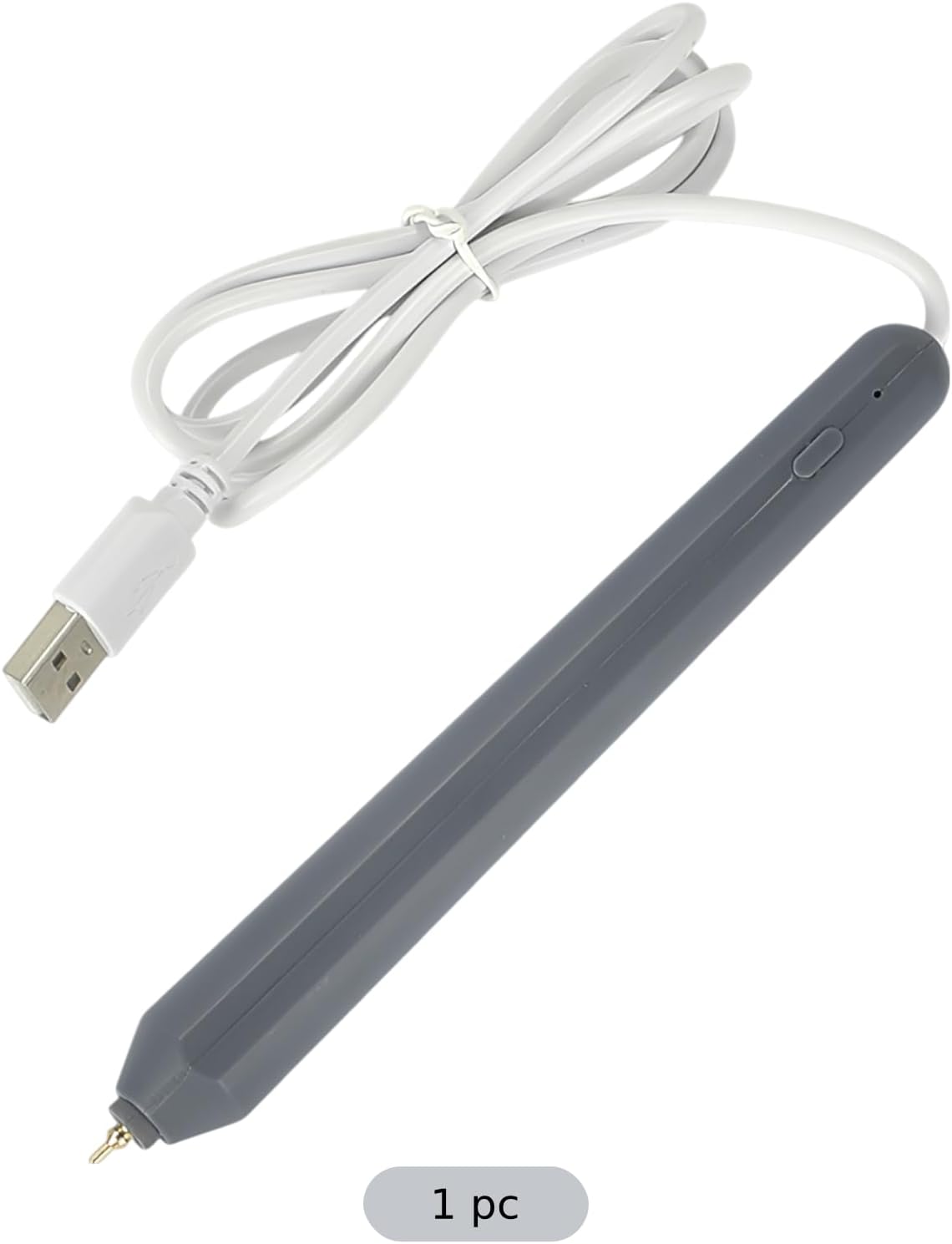 USB Charging Hot Foil Pen, 4 Tips Heat Tool for DIY Creative Gold Foiling Craft on Paper, Wood, Plastic, 6.14 in Comfortable Grip Embossing Fine Tip Pen, Plastic Grey/White