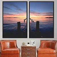 2 Piece Framed Canvas Wall Art Sunset Canvas Prints Home Artwork Decoration for Living Room,Bedroom - 16