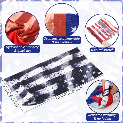JaGely 30 Pieces Skull Neck Gaiters Scarf Elastic Independence Day Wrap Headband Bandana Face Mask for Women Men Sports2