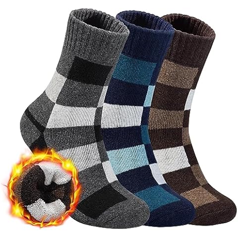 Yeblues Winter Socks Mens, Thick Warm Merino Wool Socks, Super Soft Thermal Casual Boot Socks Hiking Socks -3 Pairs (Size 12-17) Cover